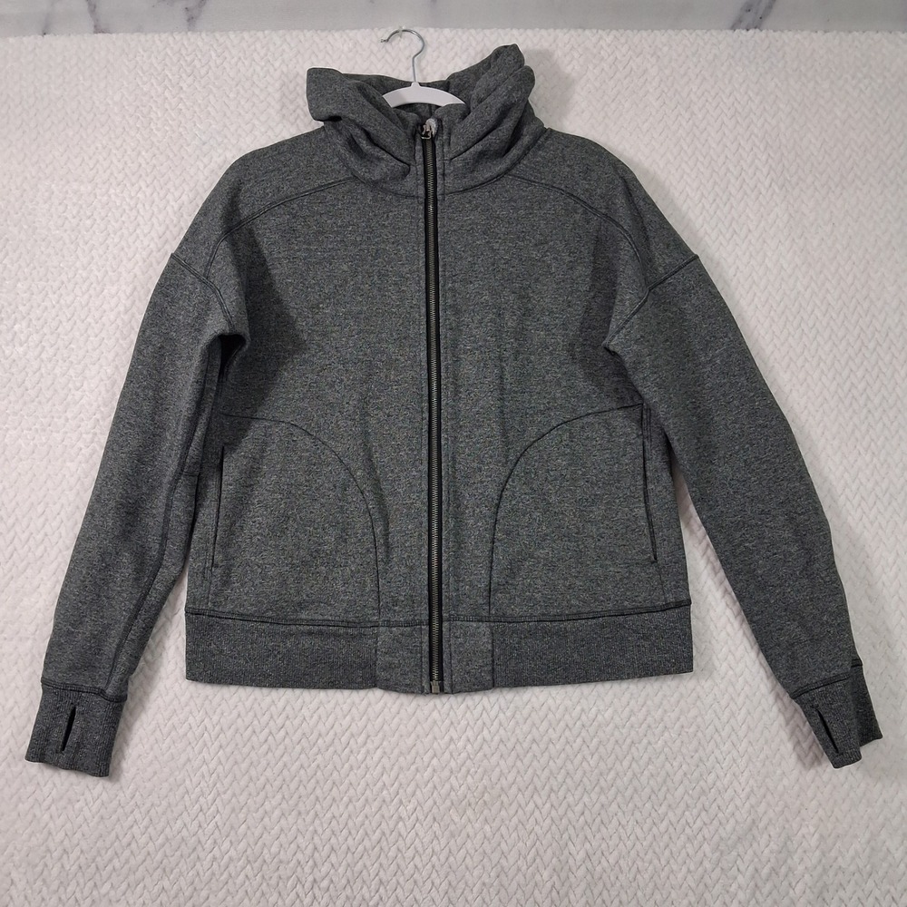 Lululemon Hug It Out Jacket Women 10 Heathered Gray High Collar